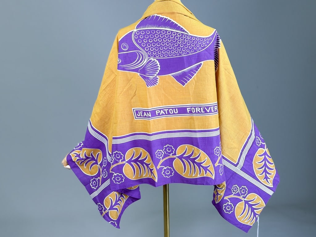 Vintage Jean Patou Cotton Printed Scarf Wrap Shawl (1 of 6)