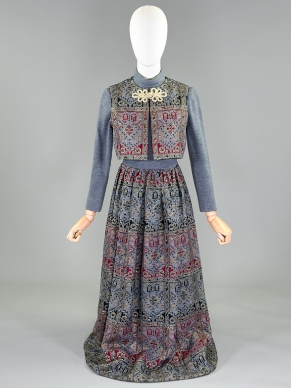Vintage 1960s Teal Traina Knit Wool Dress Vest Set (1 of 9)