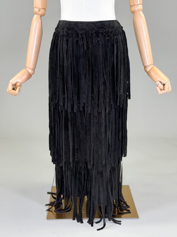 Vintage 1970s Anne Klein Suede & Leather Skirt (1 of 9)