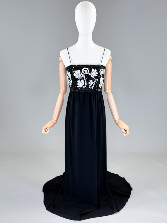 Vintage 1970s Crepe Sequin Column Gown Dress (1 of 8)