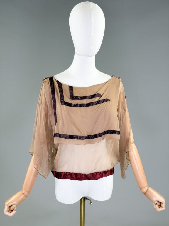 Vintage 1970s Toby Lerner Silk Chiffon Blouse Top (1 of 7)