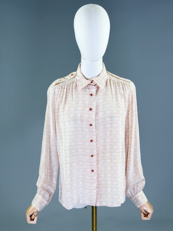 Vintage 1970s Courreges Silk Button Front Blouse (1 of 8)