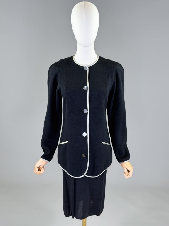 Vintage 1980s Geoffrey Beene Knit Skirt Suit Set (1 of 7)