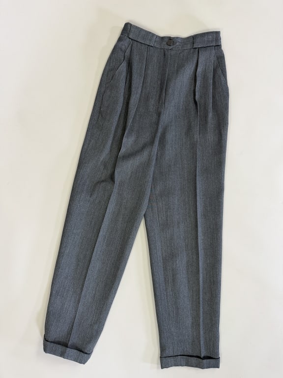 Vintage 1980s Wool Zip Front Trousers Pants (1 of 5)