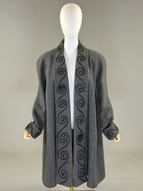 Vintage 1980s John Weitz Wool Soutache Swing Coat (1 of 7)