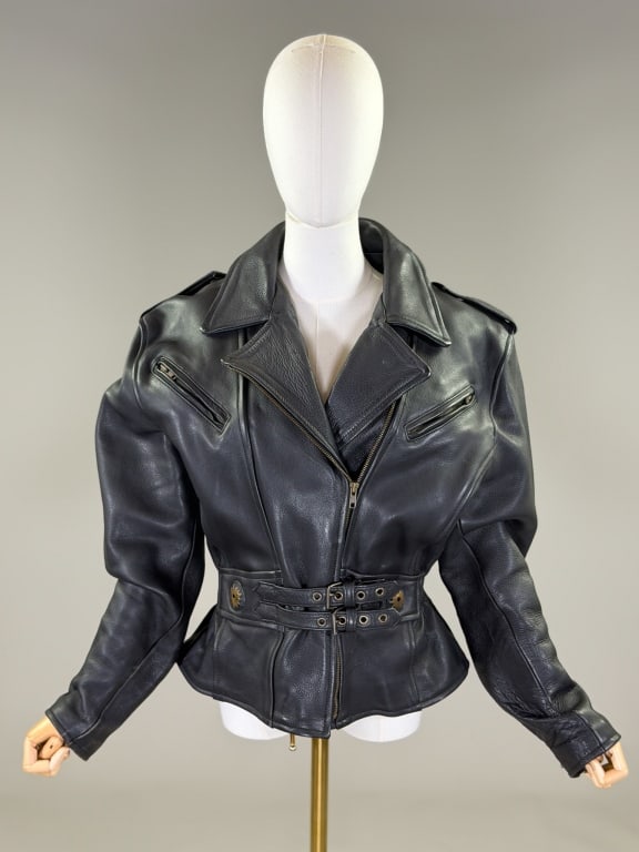 Vintage 1980s Leather Zip Front Motorcycle Jacket (1 of 6)