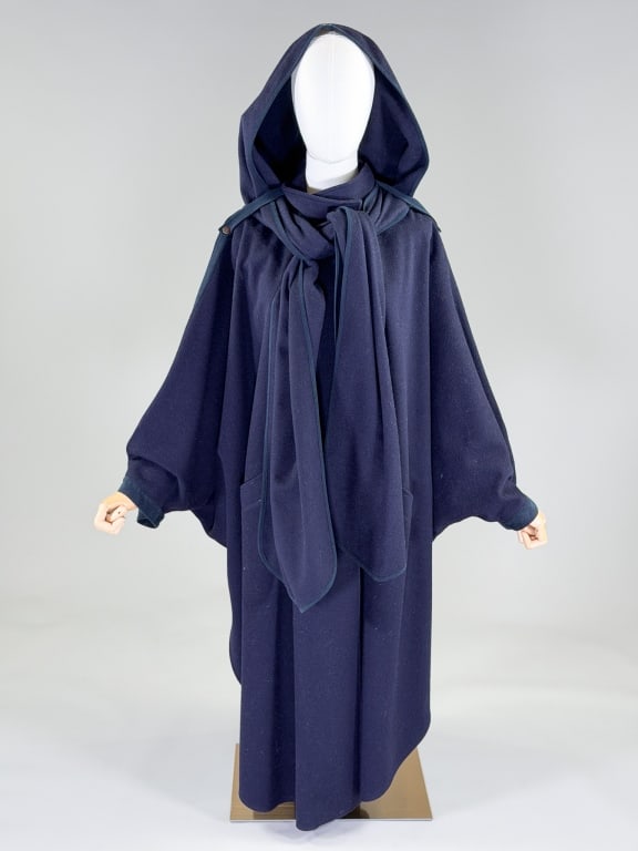 Vintage 1980s Salko Alpaca Cocoon Coat: Vintage 1980s Salko Alpaca Cocoon Coat having detachable hood at neck with covered placket button front closure and two front pockets. One size fits most, 48 inches long. From the lifetime collection,