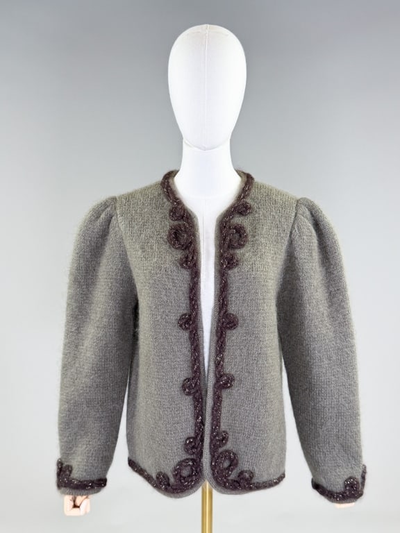 Vintage 1980s Wool Mohair Knit Cardigan Sweater (1 of 7)