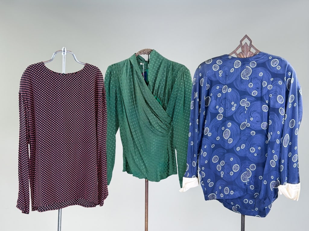 Collection Vintage 1980s Silk Blouse Tops (1 of 7)
