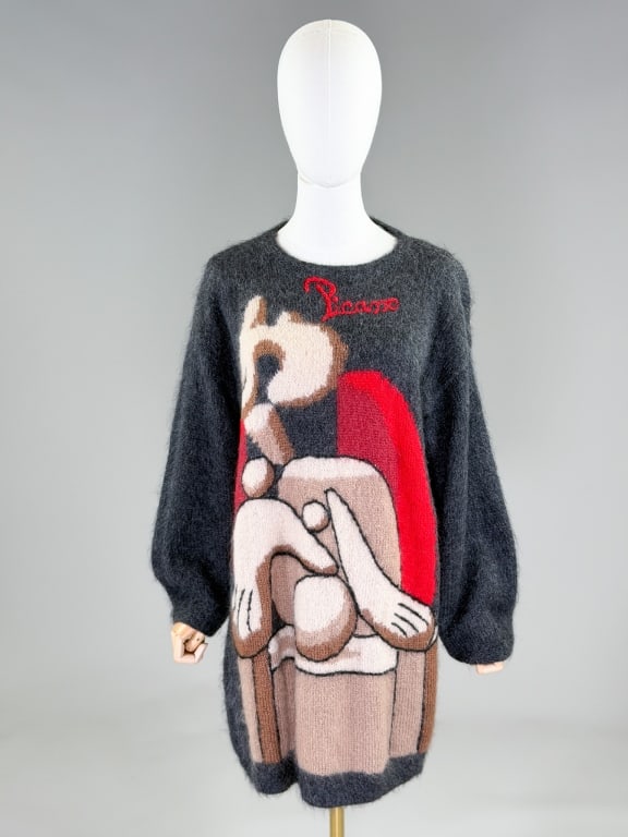 Vintage 1980s Picasso Knit Sweater Dress (1 of 7)