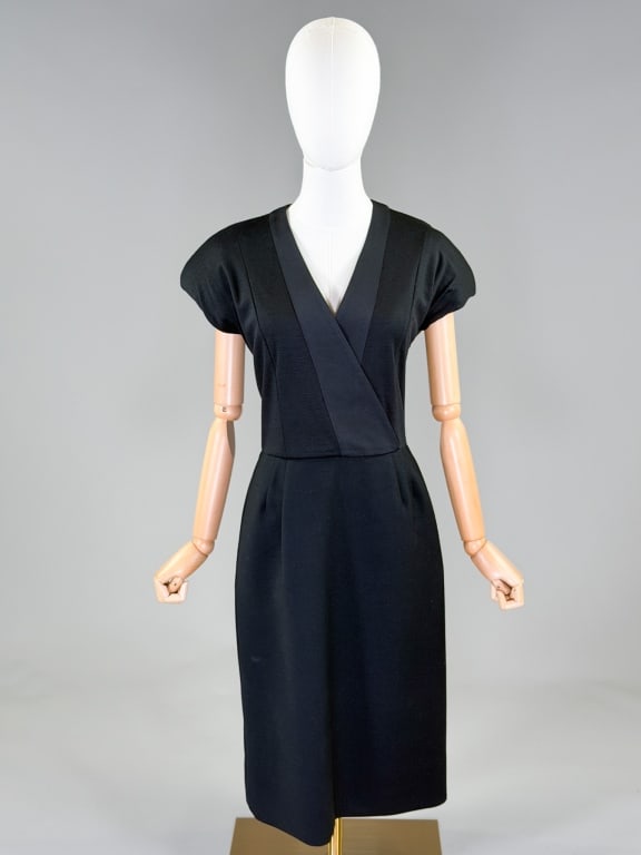 Vintage 1990s Geoffrey Beene Black Wool Dress (1 of 7)