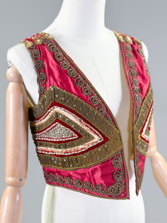 Antique Silk Lame Rhinestone Ottoman Style Vest (1 of 9)