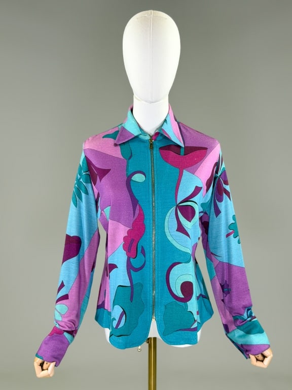 Averardo Bessi Knit Zip Up Psychedelic Print Shirt (1 of 8)