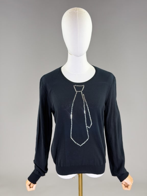 Vintage Sonia Rykiel Trompe L'Oeil Tie Sweater Top (1 of 6)