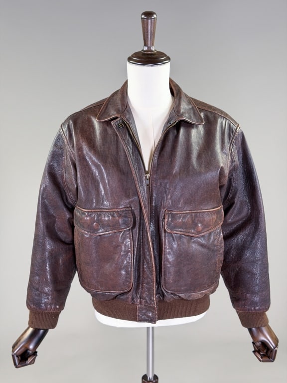 Vintage Leather Bomber Jacket Flight Coat (1 of 9)
