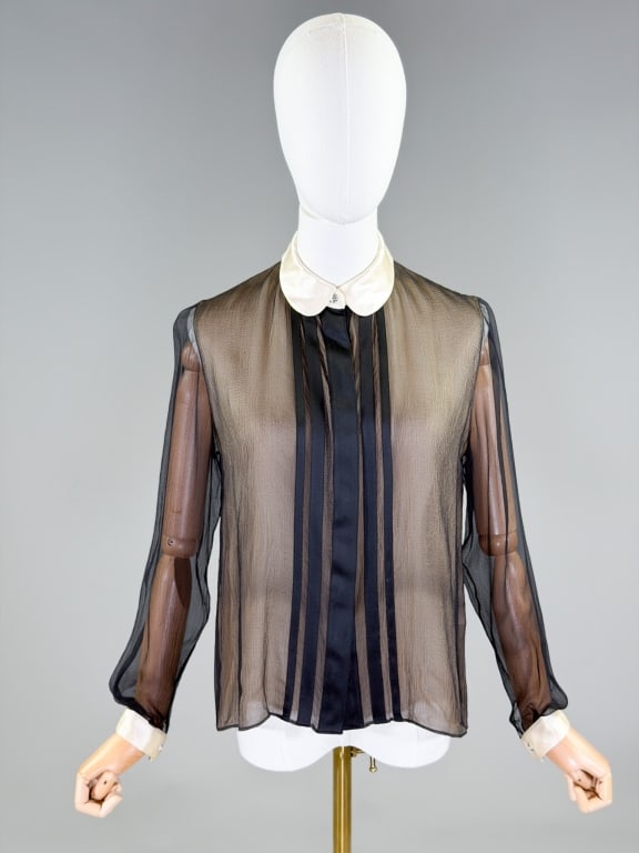 Vintage Geoffrey Beene Silk Chiffon Button Shirt (1 of 7)