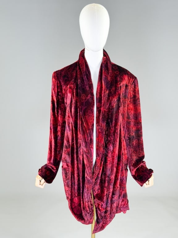 Vintage Velvet Open Front Draped Robe Jacket (1 of 9)