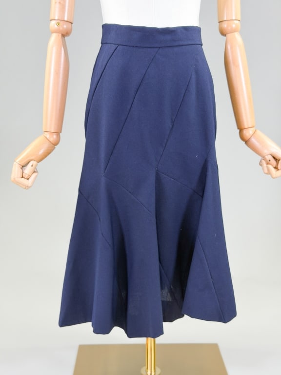 Vintage Vivienne Westwood Wool Spiral Skirt: Vintage Vivienne Westwood Wool Spiral Skirt. Marked size US 8. Measuring 27 inch waist, 26 inches long. From the lifetime collection, fashion archive and business inventory of collector and dealer Ela