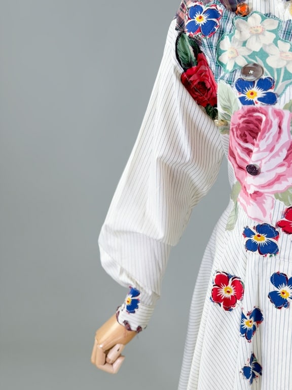 Flower Power Patchwork Reworked Button Up Top - 4