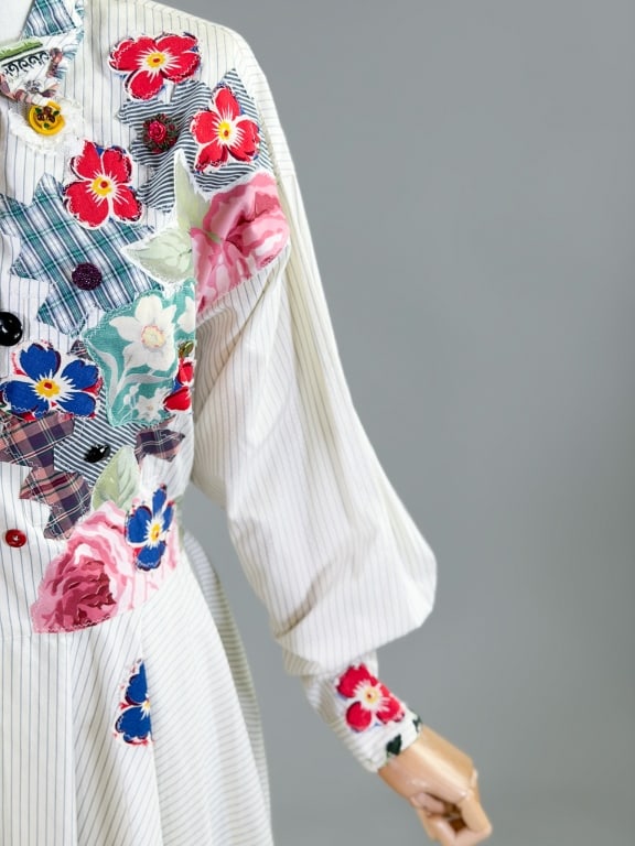 Flower Power Patchwork Reworked Button Up Top - 5