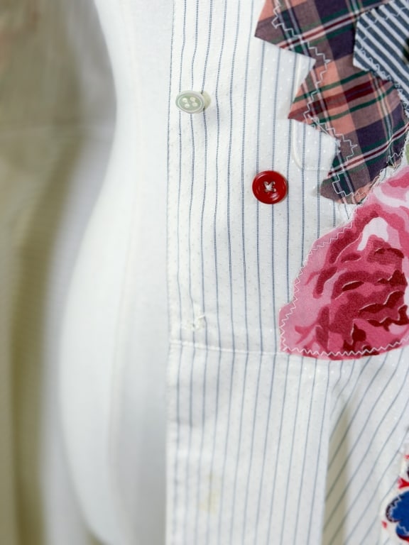 Flower Power Patchwork Reworked Button Up Top - 9