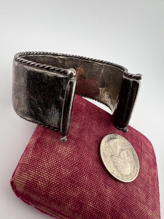 Impressive English Solid Sterling Cuff Bracelet - 5