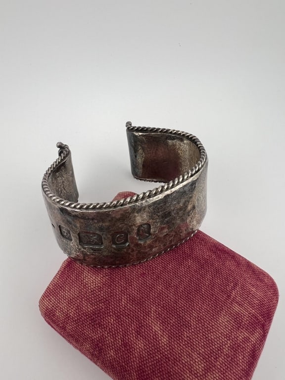 Impressive English Solid Sterling Cuff Bracelet - 6