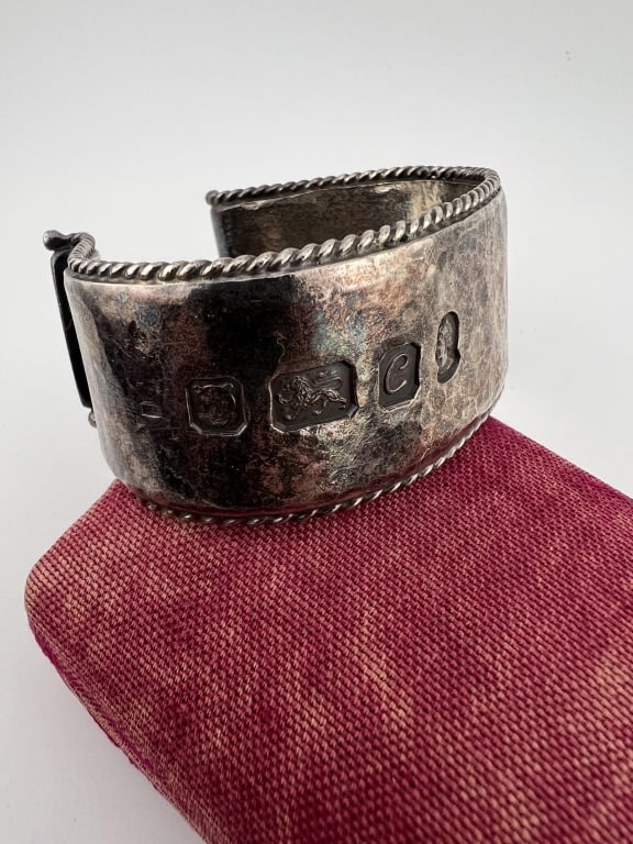 Impressive English Solid Sterling Cuff Bracelet - 7