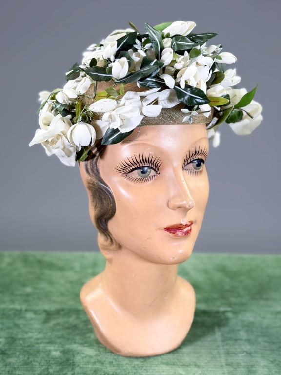 Vintage 1960s Schiaparelli Floral Hat (1 of 9)