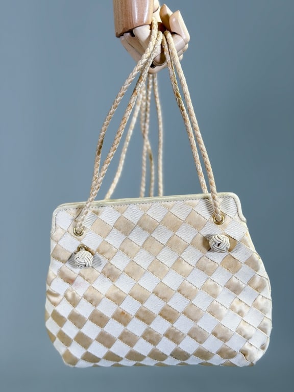 Vintage 1980s Bottega Veneta Silk Ribbon Woven Bag (1 of 9)