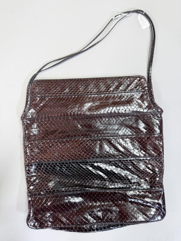 Vintage 1970s Judith Leiber Snakeskin Tote Bag (1 of 8)