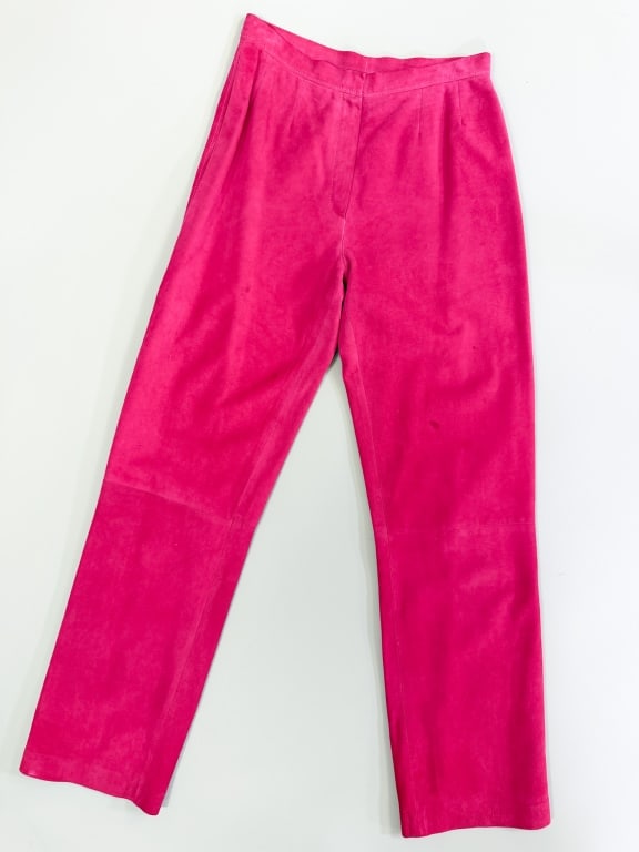 Vintage 1990s Loro Piana Pink Suede Trouser Pants (1 of 8)