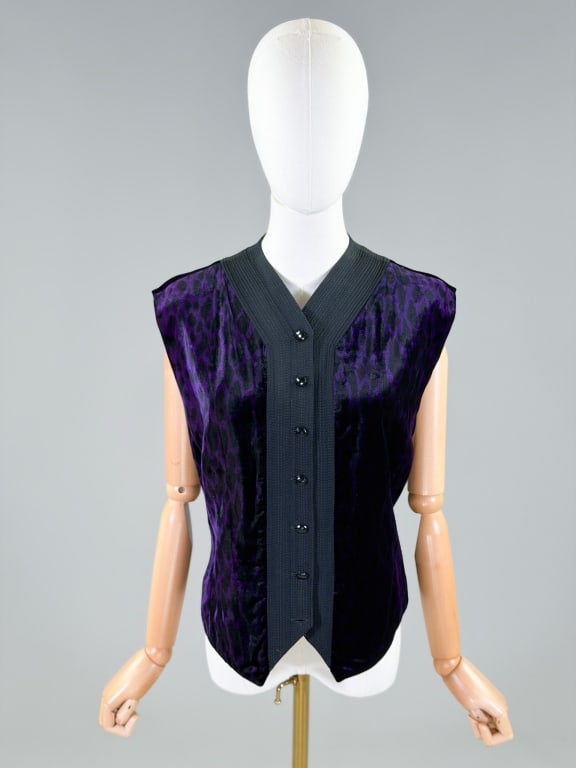 Vintage 1980s Gianni Versace Leopard Velvet Vest (1 of 7)