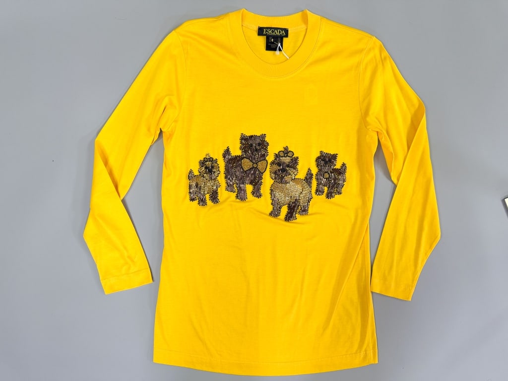 Vintage 1990s Escada Beaded Dog Knit Top (1 of 4)