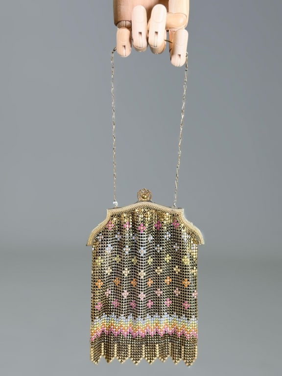 Antique 1920s Whiting & Davis Floral Mesh Bag (1 of 6)