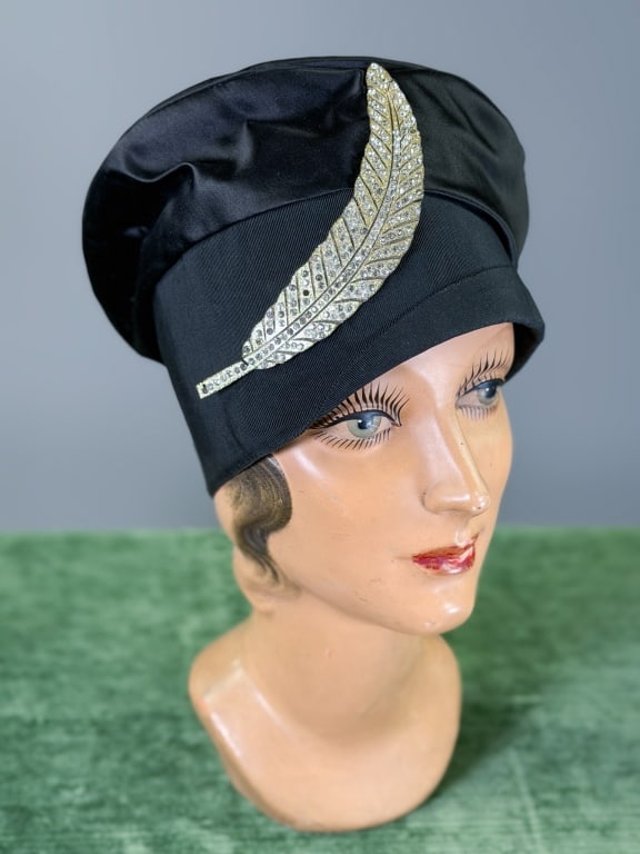 Antique 1910s Edwardian Silk Rhinestone Cloche Hat (1 of 7)