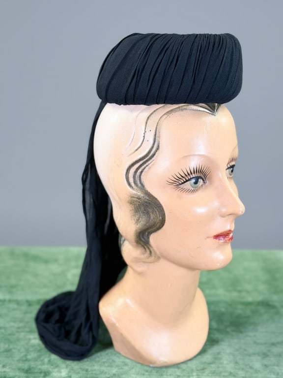 Vintage 1940s NY Creation Jersey Knit Draped Hat (1 of 9)