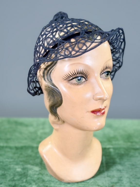 Vintage 1930s Ribbon Woven Cap Hat (1 of 6)
