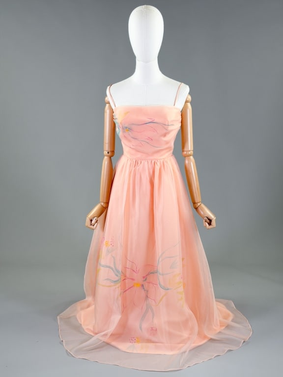 Vintage 1970s Hand Painted Poly Chiffon Dress (1 of 8)