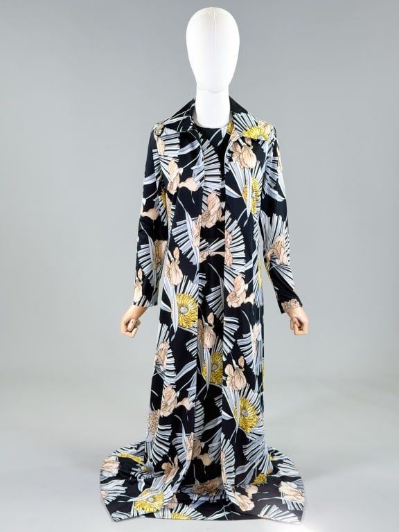 Vintage 1970s Floral Print Dress & Robe Set (1 of 12)