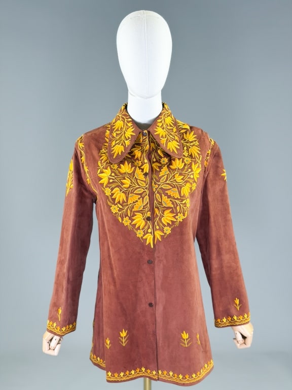Vintage 1970s Embroidered Suede Leather Jacket (1 of 9)