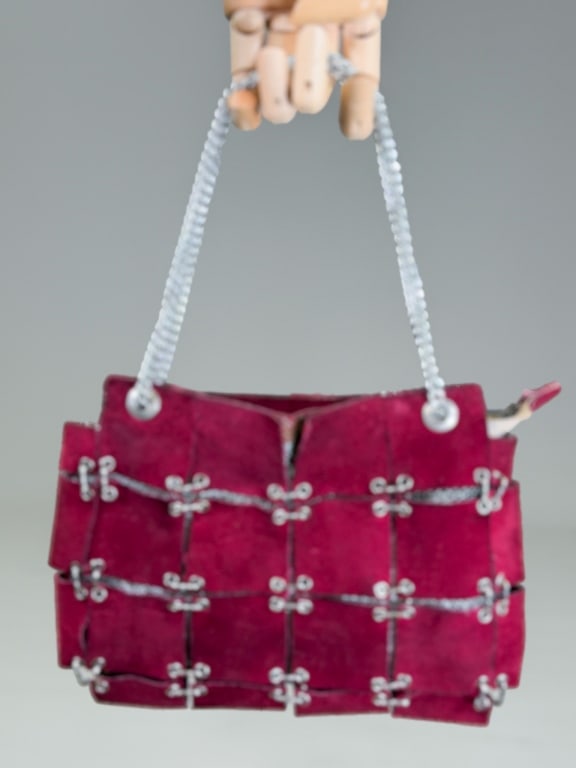 Vintage 1960s Emmanuelle Khanh Suede Mesh Bag (1 of 8)