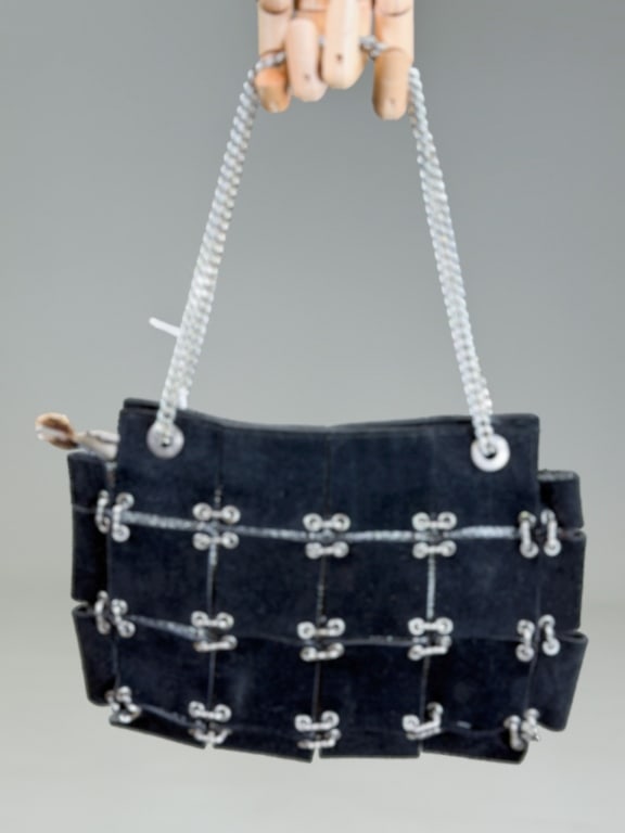 Vintage 1960s Emmanuelle Khanh Suede Mesh Bag (1 of 8)