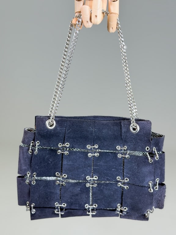 Vintage 1960s Emmanuelle Khanh Suede Mesh Bag (1 of 8)