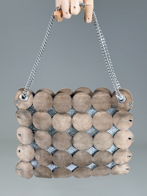 Vintage 1960s Emmanuelle Khanh Suede Mesh Bag (1 of 8)