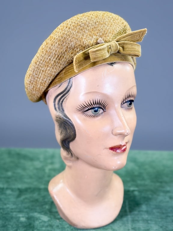 Vintage 1960s Wool Tweed Velvet Hat: Vintage 1960s Wool Tweed Velvet Hat. Labeled Gardy. Interior circumference measuring approximately 22 inches. From the lifetime collection, fashion archive and business inventory of collector and deal