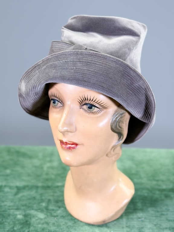 Vintage 1970s Otto Lucas Velvet Bucket Hat: Vintage 1970s Velvet Bucket Hat having stitched and bow details throughout. Labeled Otto Lucas. Interior circumference measuring approximately 22 inches. From the lifetime collection, fashion archive 