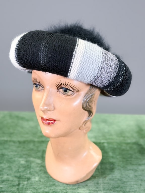 Vintage 1980s Fabrice Angora Knit Donut Hat: Vintage 1980s Fabrice Angora Knit Donut Hat. Interior circumference measuring approximately 22 inches. General wear as shown throughout. From the lifetime collection, fashion archive and business inve