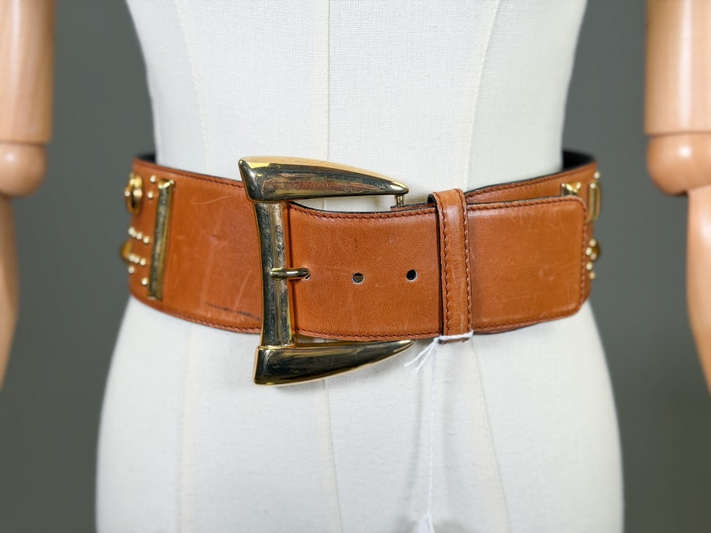 Vintage 1980s Escada Leather Studded Belt (1 of 7)