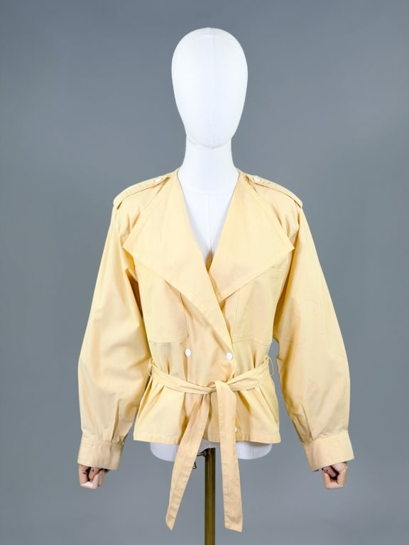 Vintage 1980s Guy Laroche Cotton Shirt Top Blouse: Vintage 1980s Guy Laroche Cotton Shirt Top Blouse having snap front closure. Labeled size 38. Measuring 38 inch bust, 24 inches long, 22 inch sleeve length. General wear as shown throughout. From the 